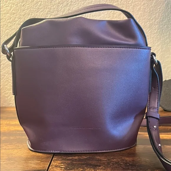 French Connection Dane Drawstring Purple Bucket Bag - Picture 2 of 8